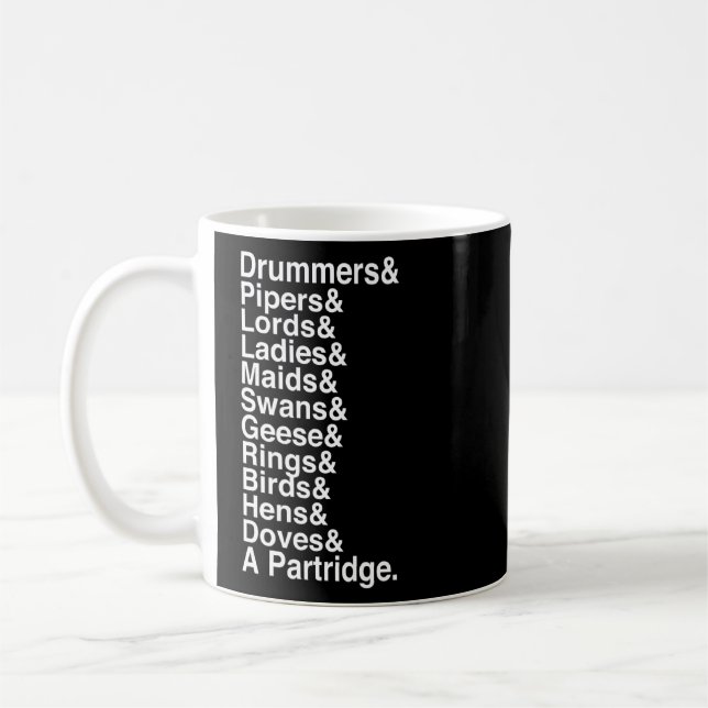 12 Days Of Christmas Helvetica List  Coffee Mug (Left)