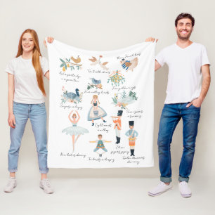 12 Days of Christmas Holiday Fleece Blanket