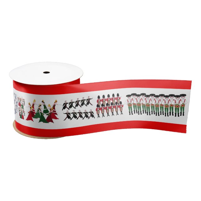 12 Days of Christmas Holiday in Red Satin Ribbon (Spool)