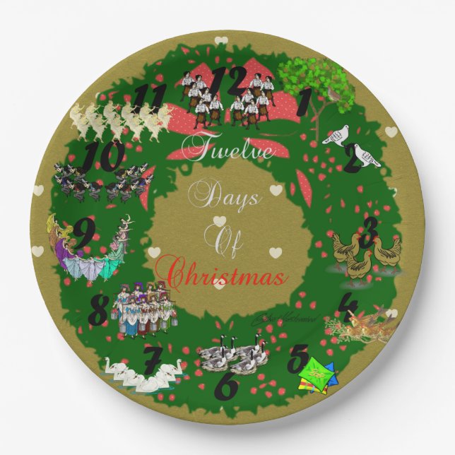 12 Days of Christmas Holiday Party Theme Plate (Front)