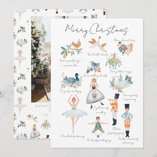 12 Days of Christmas Holiday Photo Personalised Card (Front/Back)