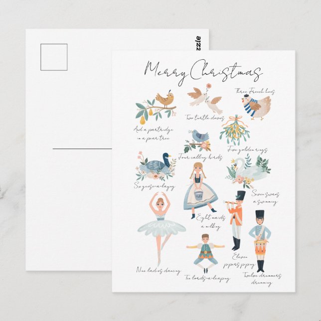 12 Days of Christmas Holiday Photo Personalised Postcard (Front/Back)