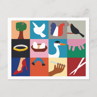 12 Days of Christmas Holiday Postcard