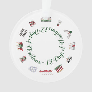 12 Days of Christmas in a Circle of Red and Green  Ornament