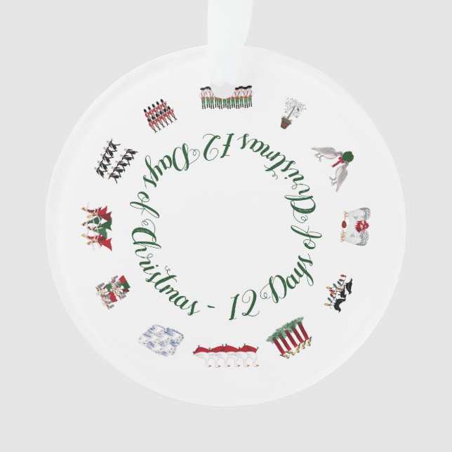 12 Days of Christmas in a Circle of Red and Green  Ornament (Front)