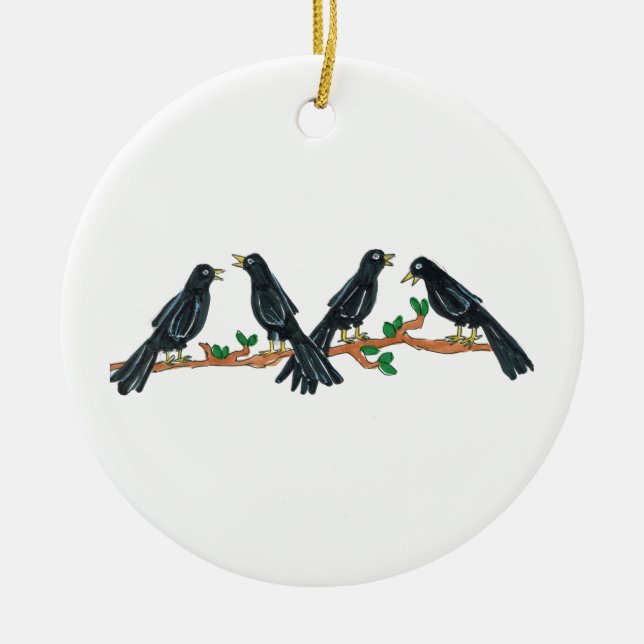 12 Days of Christmas Ornament - Four Calling Birds (Front)