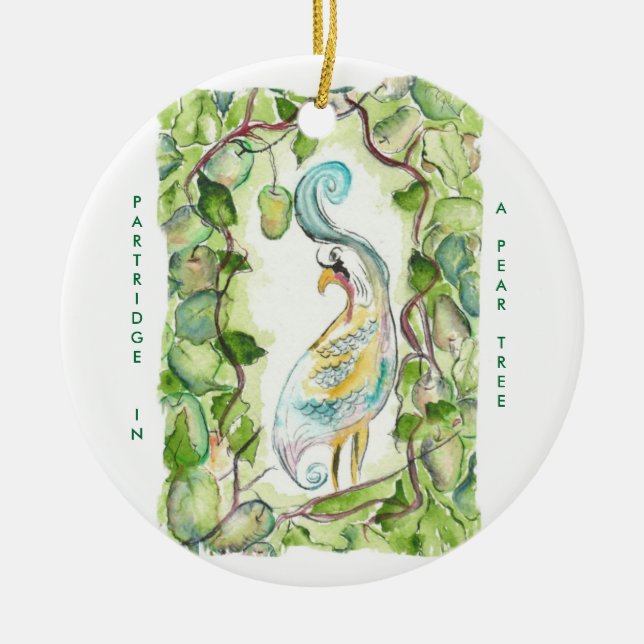 12 days of Christmas  Partridge Ceramic Tree Decoration (Front)