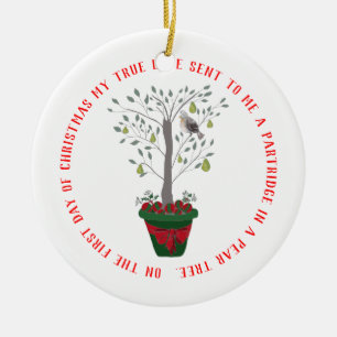 12 Days of Christmas Partridge in a Pear Tree Ceramic Tree Decoration