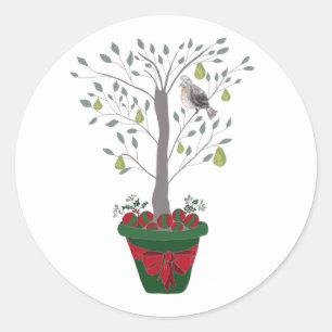 12 Days of Christmas Partridge in a Pear Tree Classic Round Sticker