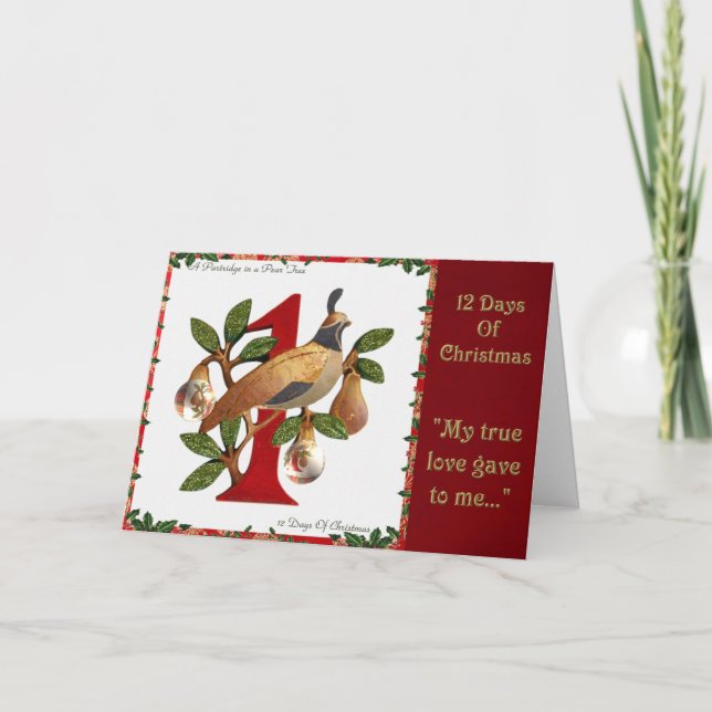 12 Days of Christmas Partridge in a Pear Tree Holiday Card (Front)