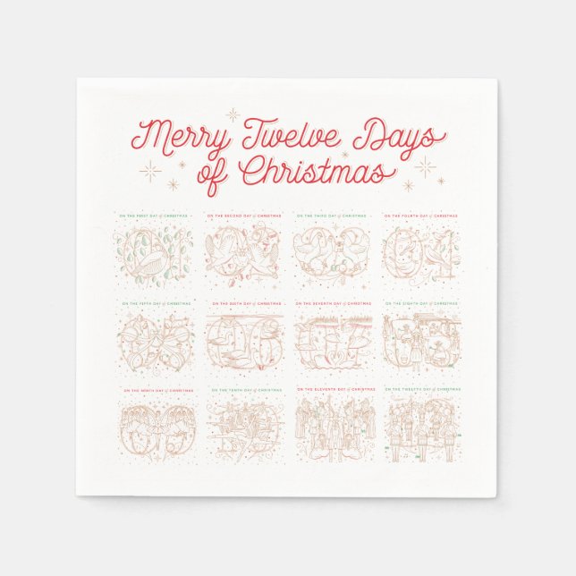 12 Days of Christmas Party Paper Napkins (Front)