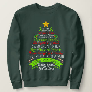 12-Days Of Christmas Quilt Funny Quilting Sewing X Sweatshirt