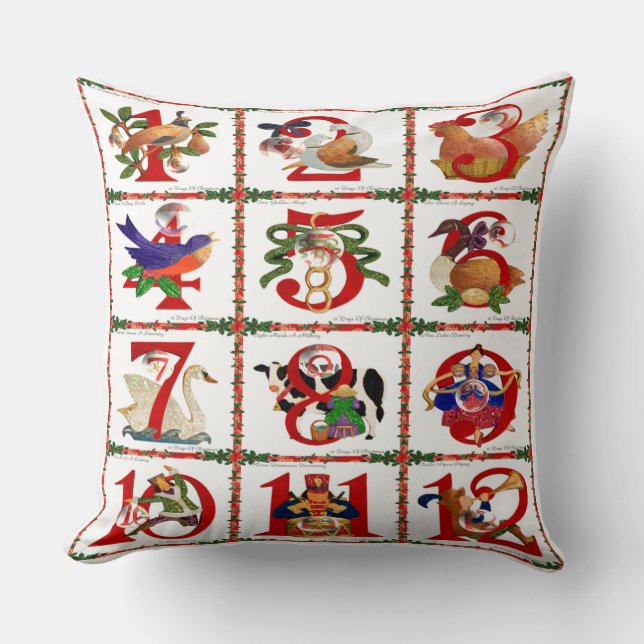 12 Days Of Christmas Quilt Print Gifts Cushion (Front)