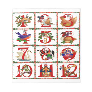 12 Days Of Christmas Quilt Print Gifts Notepad
