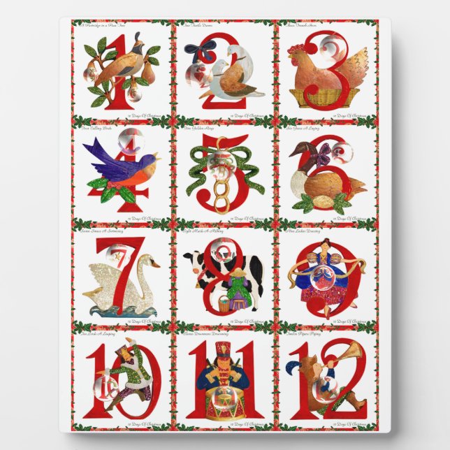 12 Days Of Christmas Quilt Print Gifts Plaque (Front)