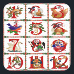 12 Days Of Christmas Quilt Print Gifts Square Sticker<br><div class="desc">You are viewing The Lee Hiller Designs Collection of Home and Office Decor,  Apparel,  Gifts and Collectibles. The Designs include Lee Hiller Photography and Mixed Media Digital Art Collection. You can view her Nature photography at http://HikeOurPlanet.com/ and follow her hiking blog within Hot Springs National Park.</div>