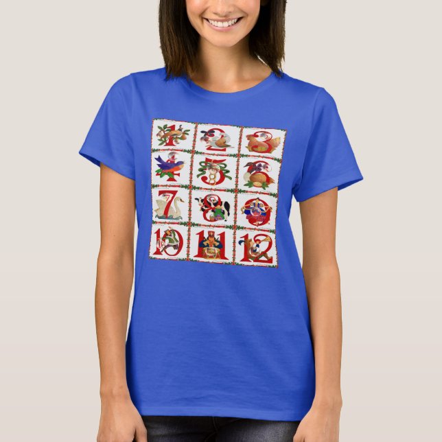 12 Days Of Christmas Quilt Print Gifts T-Shirt (Front)