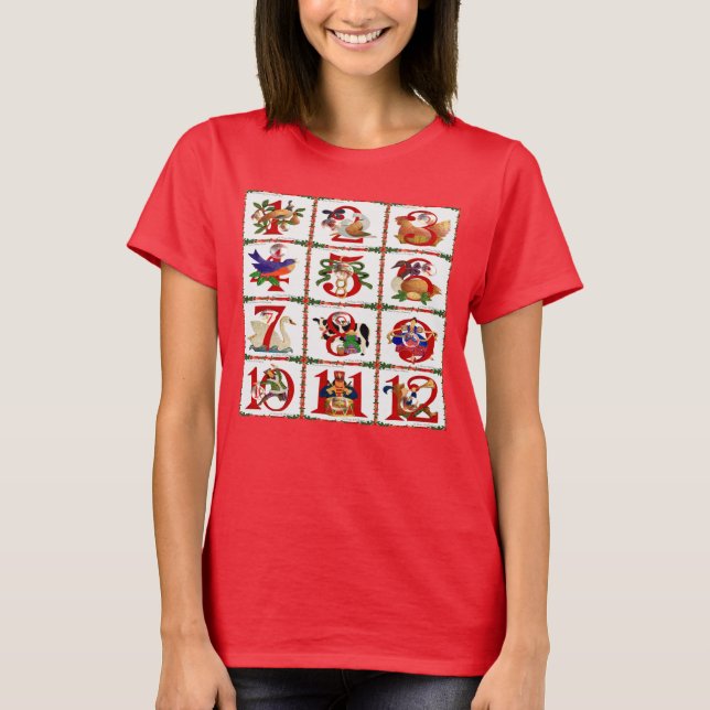 12 Days Of Christmas Quilt Print Gifts T-Shirt (Front)