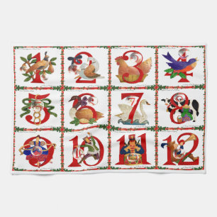 12 Days Of Christmas Quilt Print Gifts Tea Towel