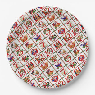 12 Days Of Christmas Quilt Print Paper Napkins Paper Plate