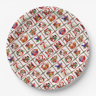 12 Days Of Christmas Quilt Print Paper Napkins Plate