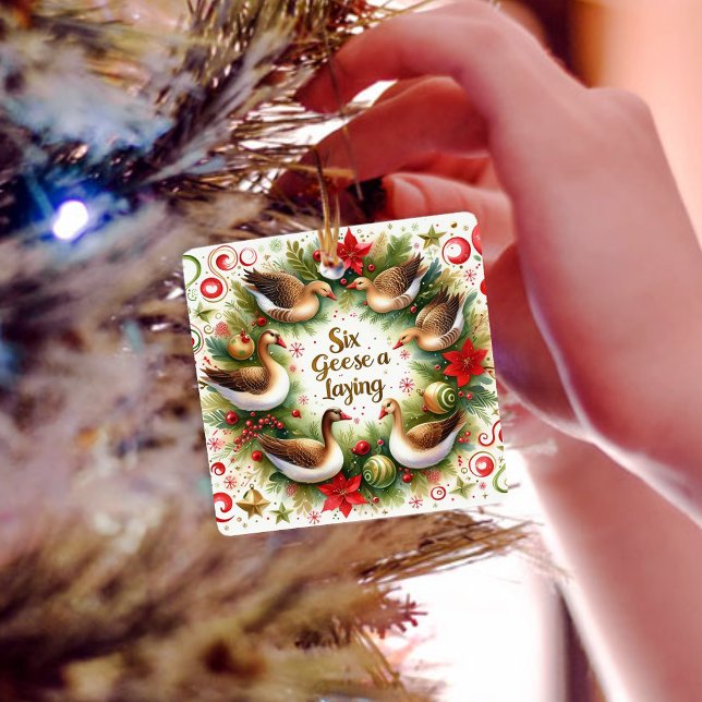 12 Days of Christmas Six Geese A Laying Ceramic Ornament (Creator Uploaded)