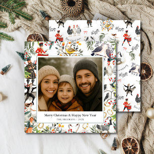 12 Days of Christmas Square Flat Holiday Card