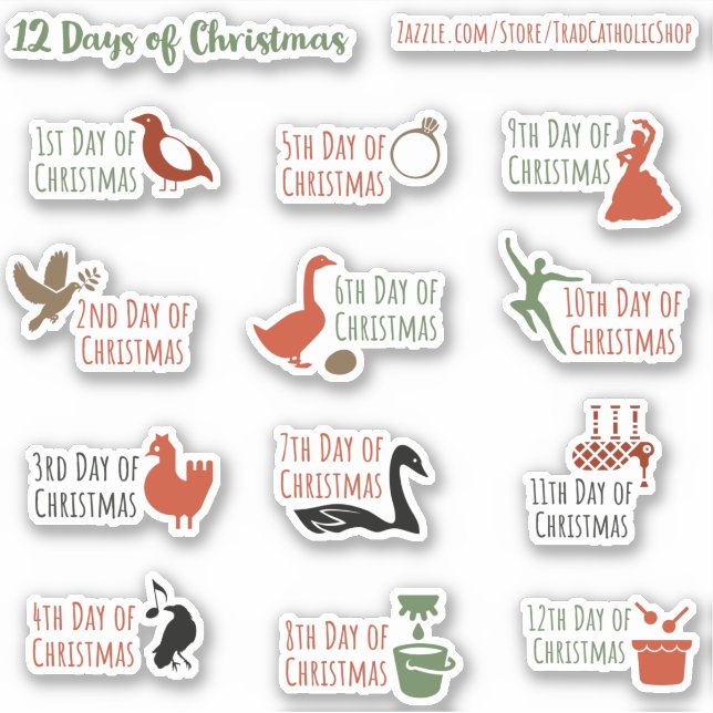 12 Days of Christmas Stickers For Planner Journal (Front)