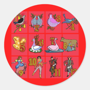 12 Days of Christmas T-shirts, Apparel, Gifts Classic Round Sticker