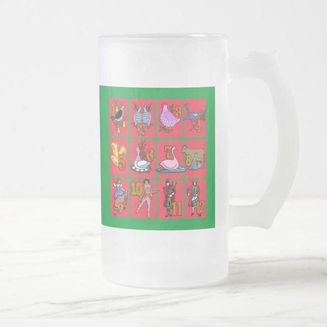 12 Days of Christmas T-shirts, Apparel, Gifts Frosted Glass Beer Mug (Right)