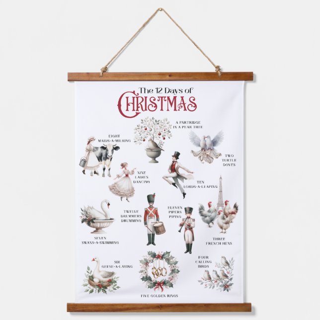12 Days of Christmas Tapestry Wall Hanging (Front)