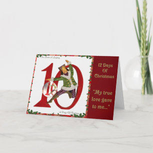 12 Days of Christmas Ten Lords A Leaping Holiday Card