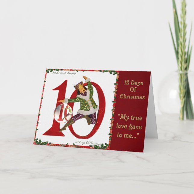 12 Days of Christmas Ten Lords A Leaping Holiday Card (Front)