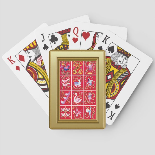 12 Days of Christmas, - traditional Xmas carol Playing Cards (Back)