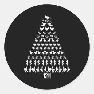 12 Days Of Christmas Tree Clic Holiday Christmas C Classic Round Sticker