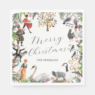 12 Days of Christmas Vintage Holiday Napkin