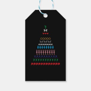 12 days of christmas wool style print gift tags