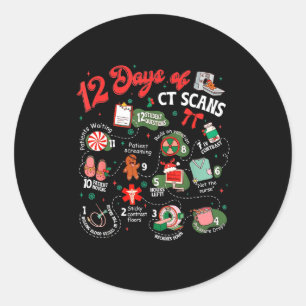 12 Days Of Ct Scans Christmas Ct Tech Cat Scan  Classic Round Sticker