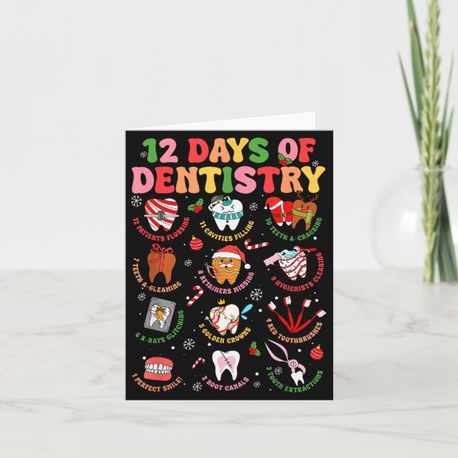 12 Days Of Dentistry Dentist Xmas Tooth Christmas  Card (Front)