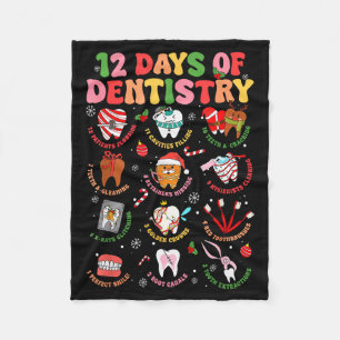 12 Days Of Dentistry Dentist Xmas Tooth Christmas  Fleece Blanket