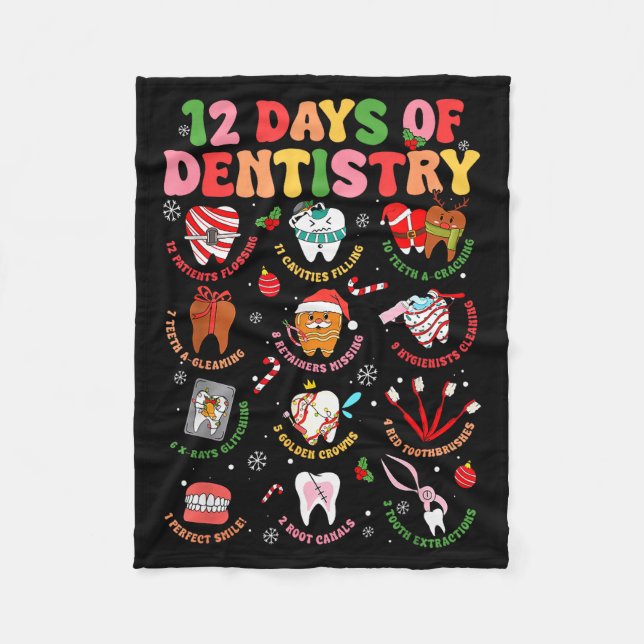 12 Days Of Dentistry Dentist Xmas Tooth Christmas  Fleece Blanket (Front)