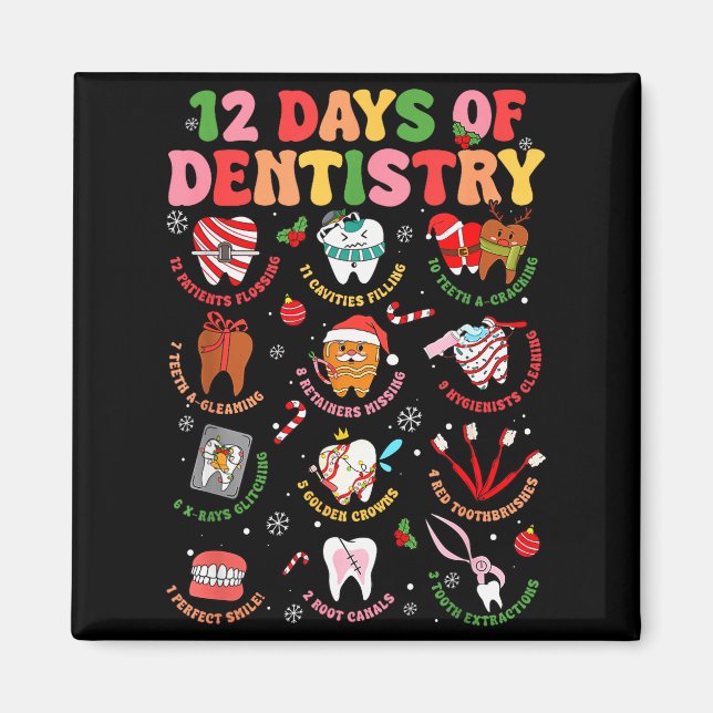 12 Days Of Dentistry Dentist Xmas Tooth Christmas  Magnet (Front)