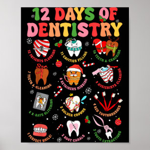 12 Days Of Dentistry Dentist Xmas Tooth Christmas  Poster