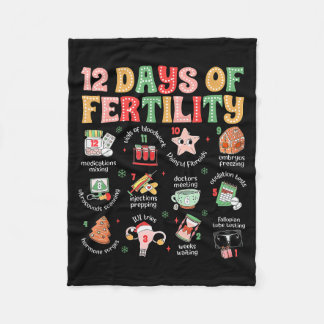 12 Days Of Fertility Ivf Nurse Christmas Ob Gyn Tr Fleece Blanket