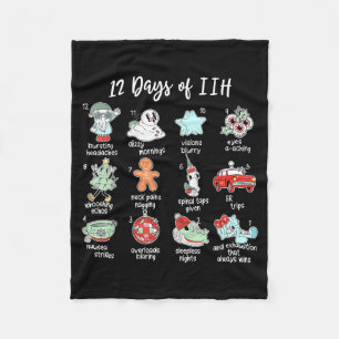 12 Days Of Iih Christmas Awareness Pseudotumor Cer Fleece Blanket