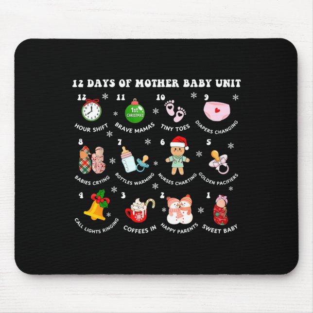 12 Days Of Mbu Mother Baby Nurse Christmas Stpartu Mouse Mat (Front)