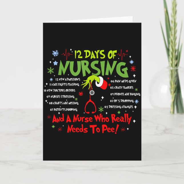 12 Days Of Nursing Stethoscope Nurse Christmas Xma Card (Front)