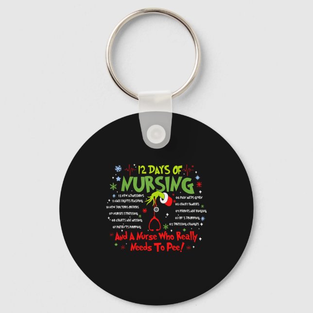 12 Days Of Nursing Stethoscope Nurse Christmas Xma Key Ring (Front)