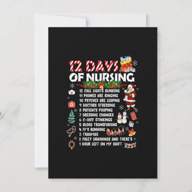 12 Days of Nursing Stethoscope RN & LPN Nurses Mer Invitation (Front)