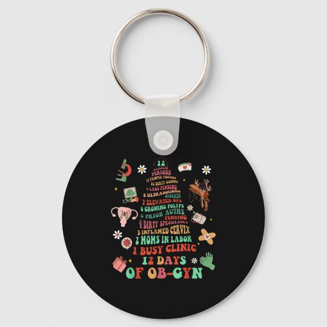 12 Days Of Ob-gyn Christmas Tree Labor &amp; Deliv Key Ring (Front)